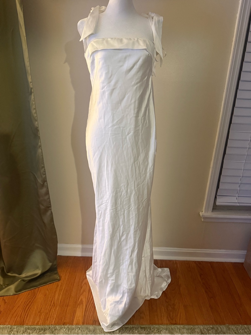 Lulus White Satin Maxi Dress | Open Back | Size L